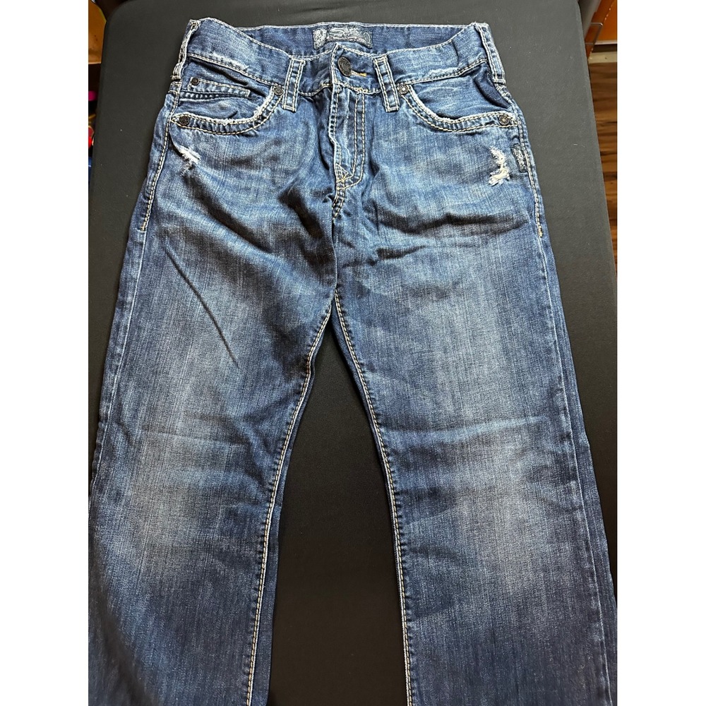 Silver Jeans Co Nash Straight Flap Blue Denim Jeans W30 L32 M2464RS384